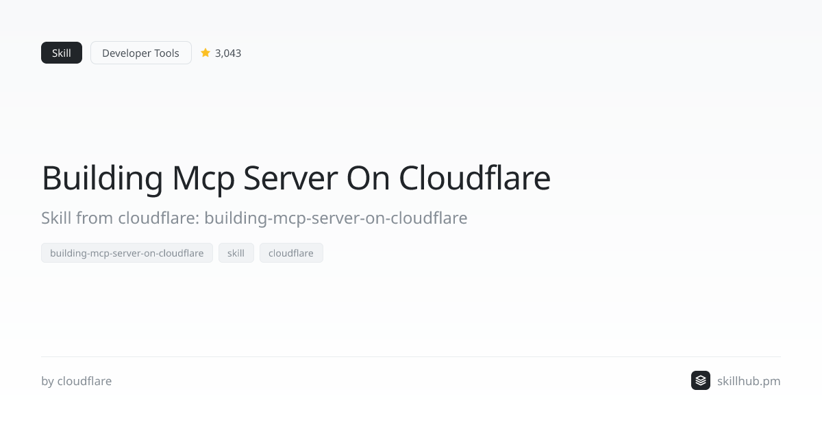 Building Mcp Server On Cloudflare — Skill